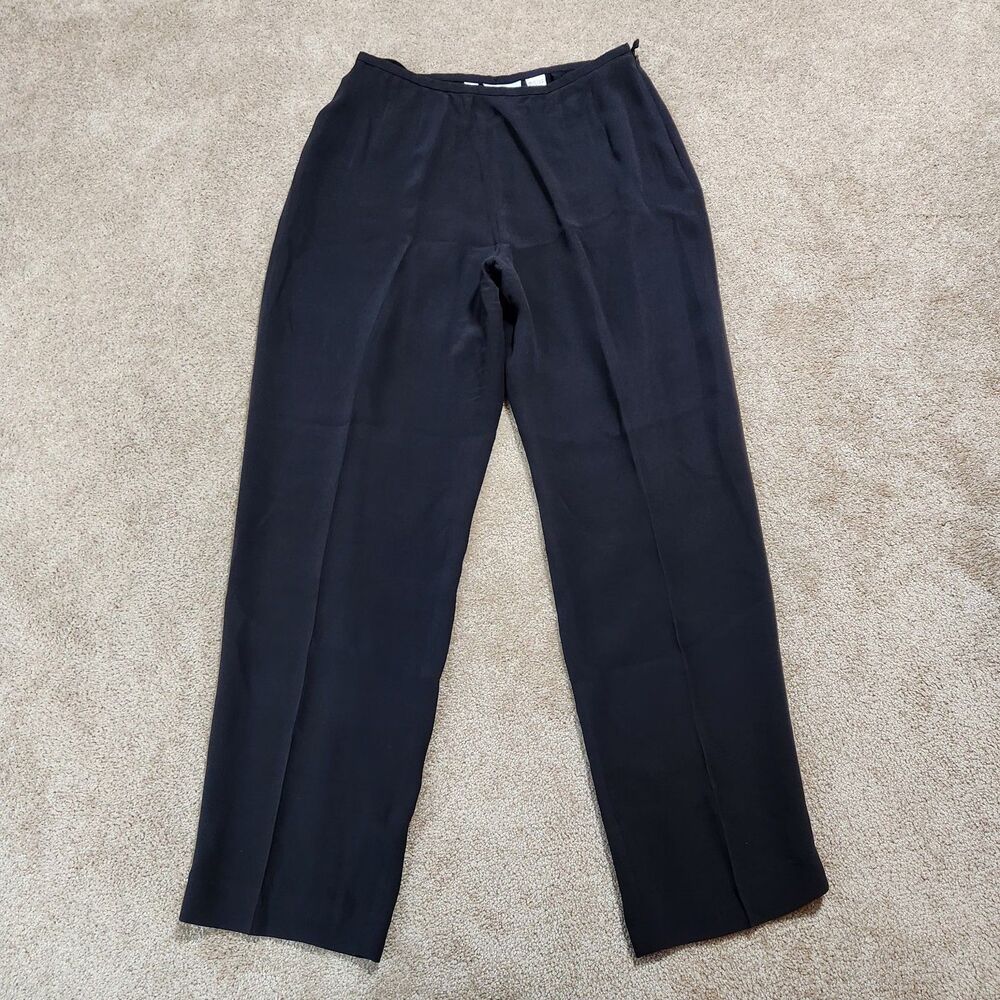 Talbots Dress Pants Women 10 Black High Rise 100% Pure Silk